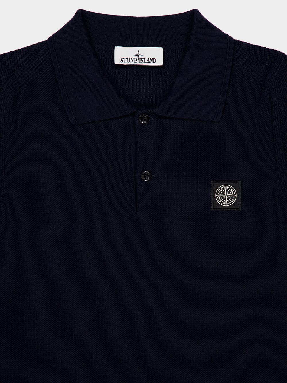 Navy Blue Micro Stitch Soft Organic Cotton Polo - Image 5