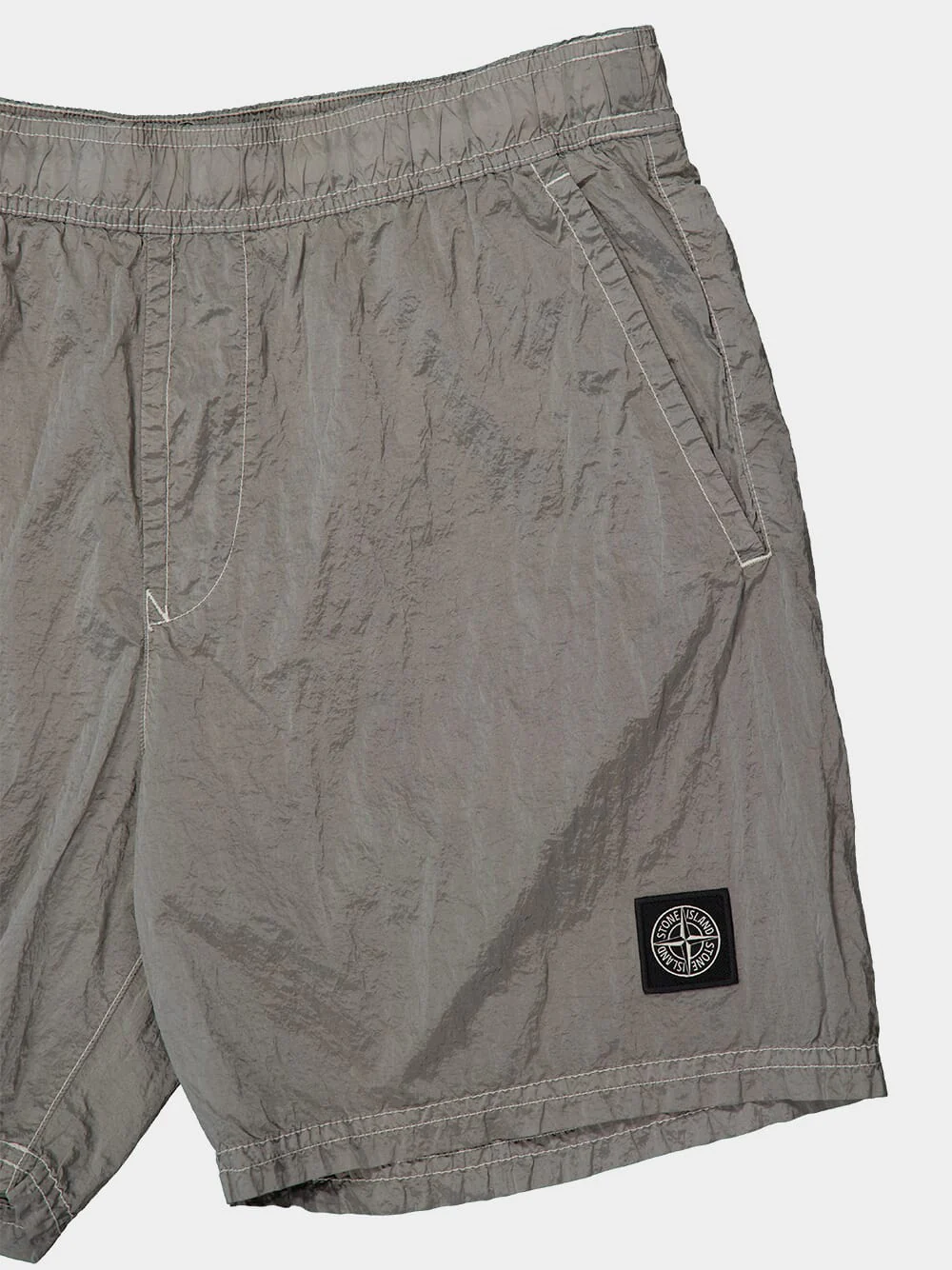 Pearl Grey Nylon Metal Swim Shorts - Image 3