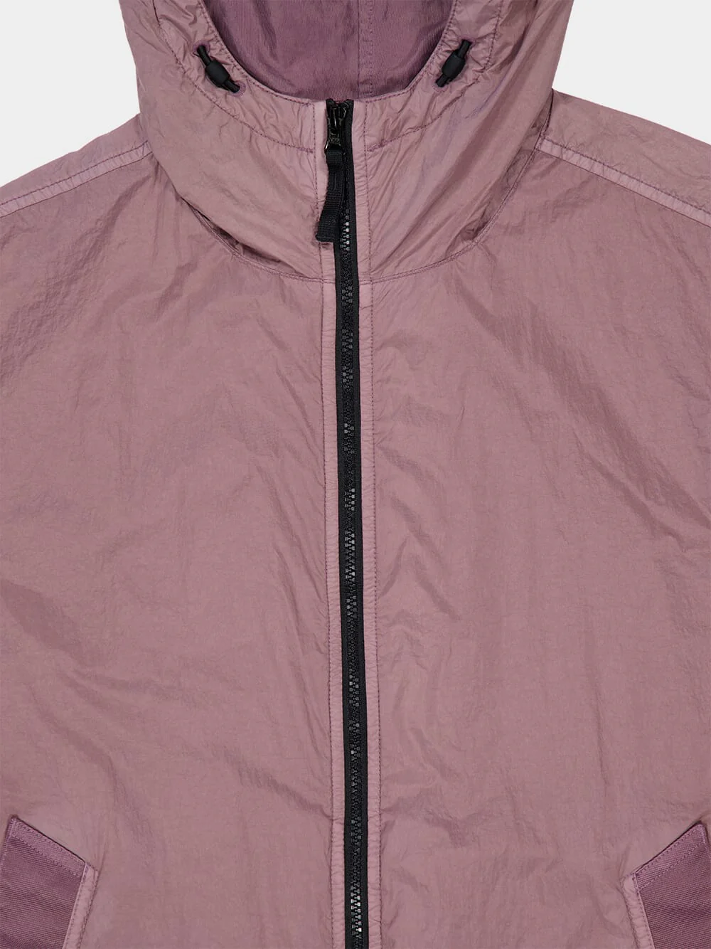 Purple Grey Crinkle Reps Nylon Hooded Jacket - Image 3