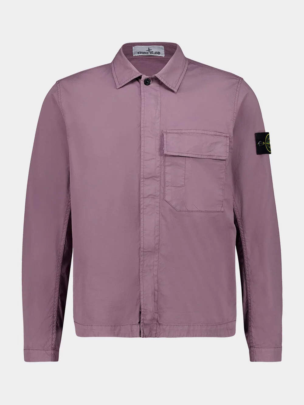 Purple Grey Stretch Organic Cotton Twill Overshirt