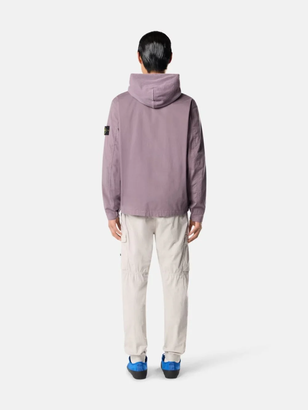 Purple Grey Stretch Organic Cotton Twill Overshirt - Image 4