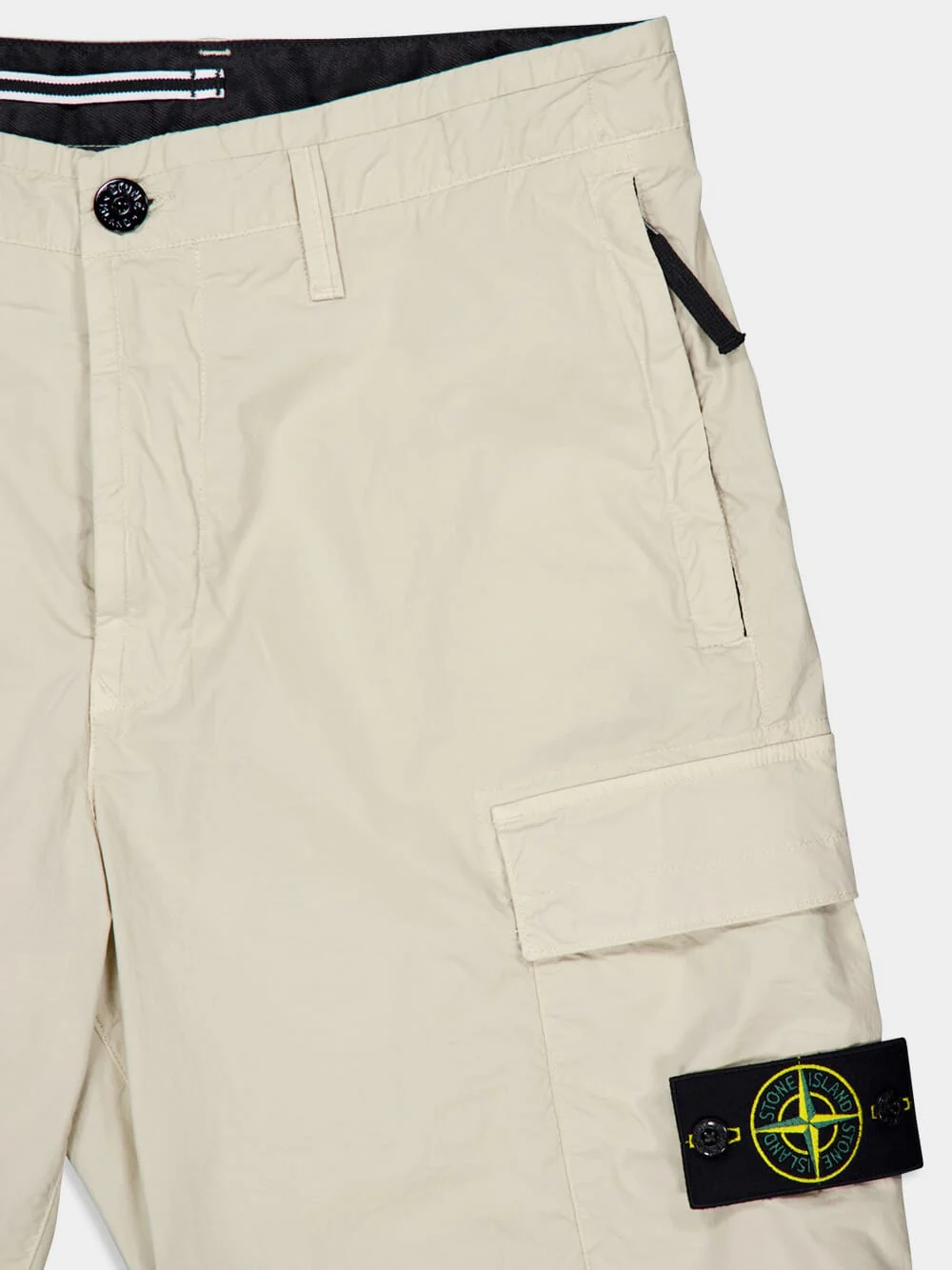 Sand Beige Stretch Cotton Cargo Bermuda Shorts - Image 3