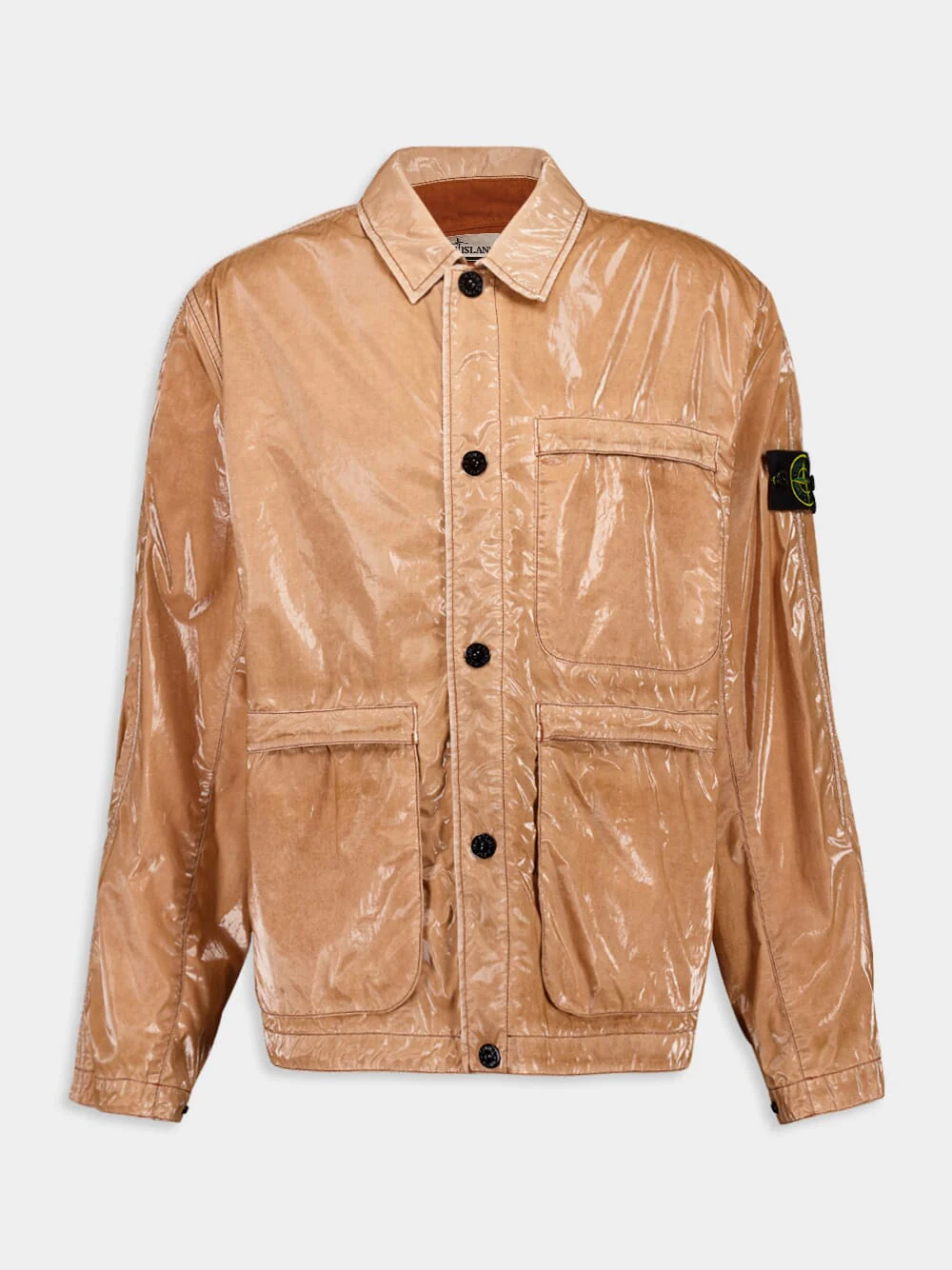 Sienna Brown Glossy Cotton Utility Jacket