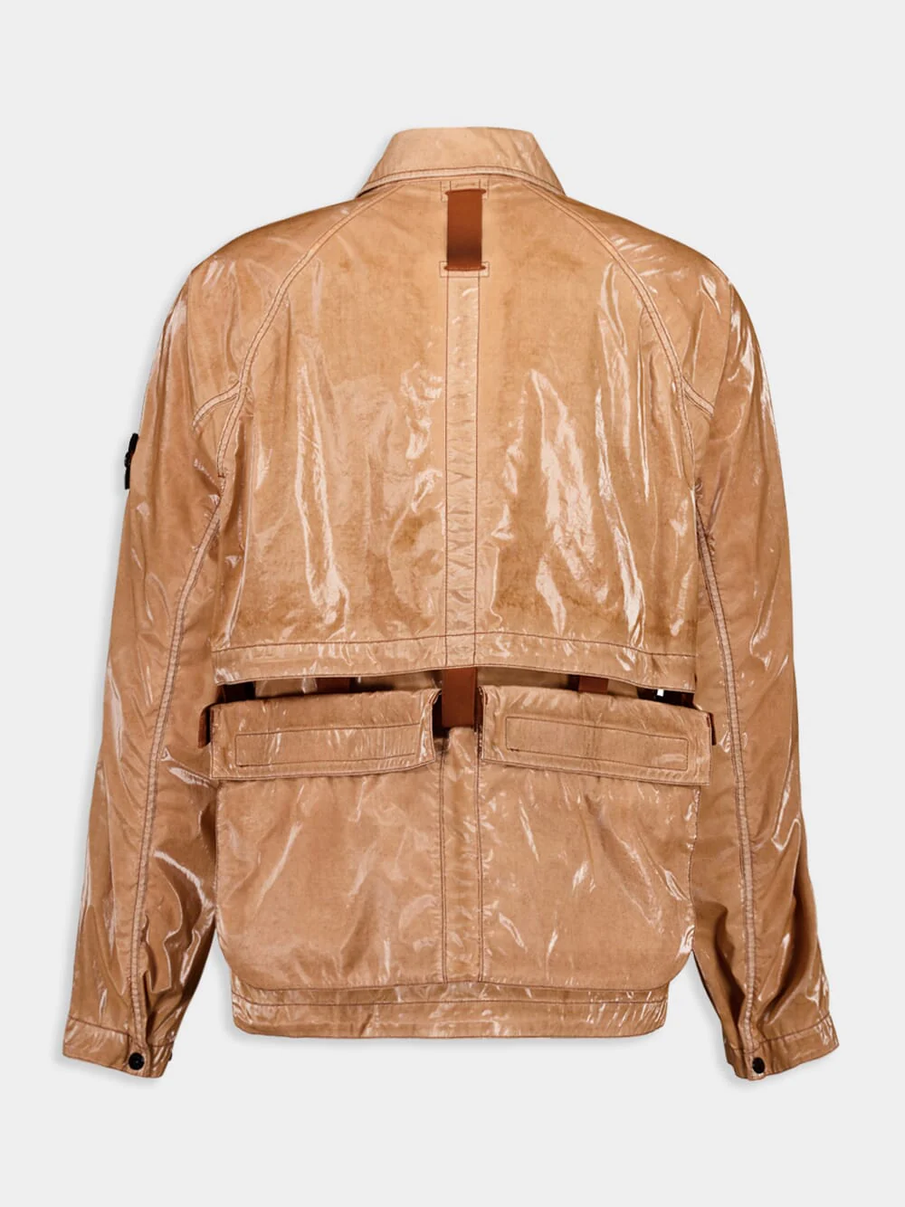 Sienna Brown Glossy Cotton Utility Jacket - Image 2