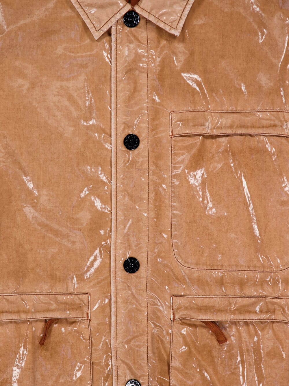 Sienna Brown Glossy Cotton Utility Jacket - Image 3