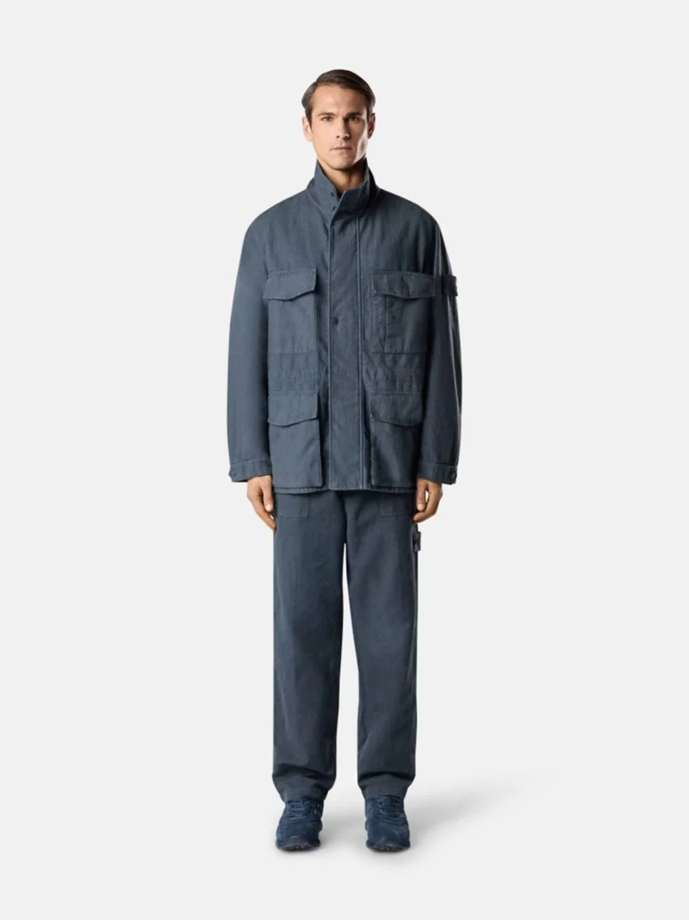 Slate Blue Cotton Linen Ghost Fatigue Trousers