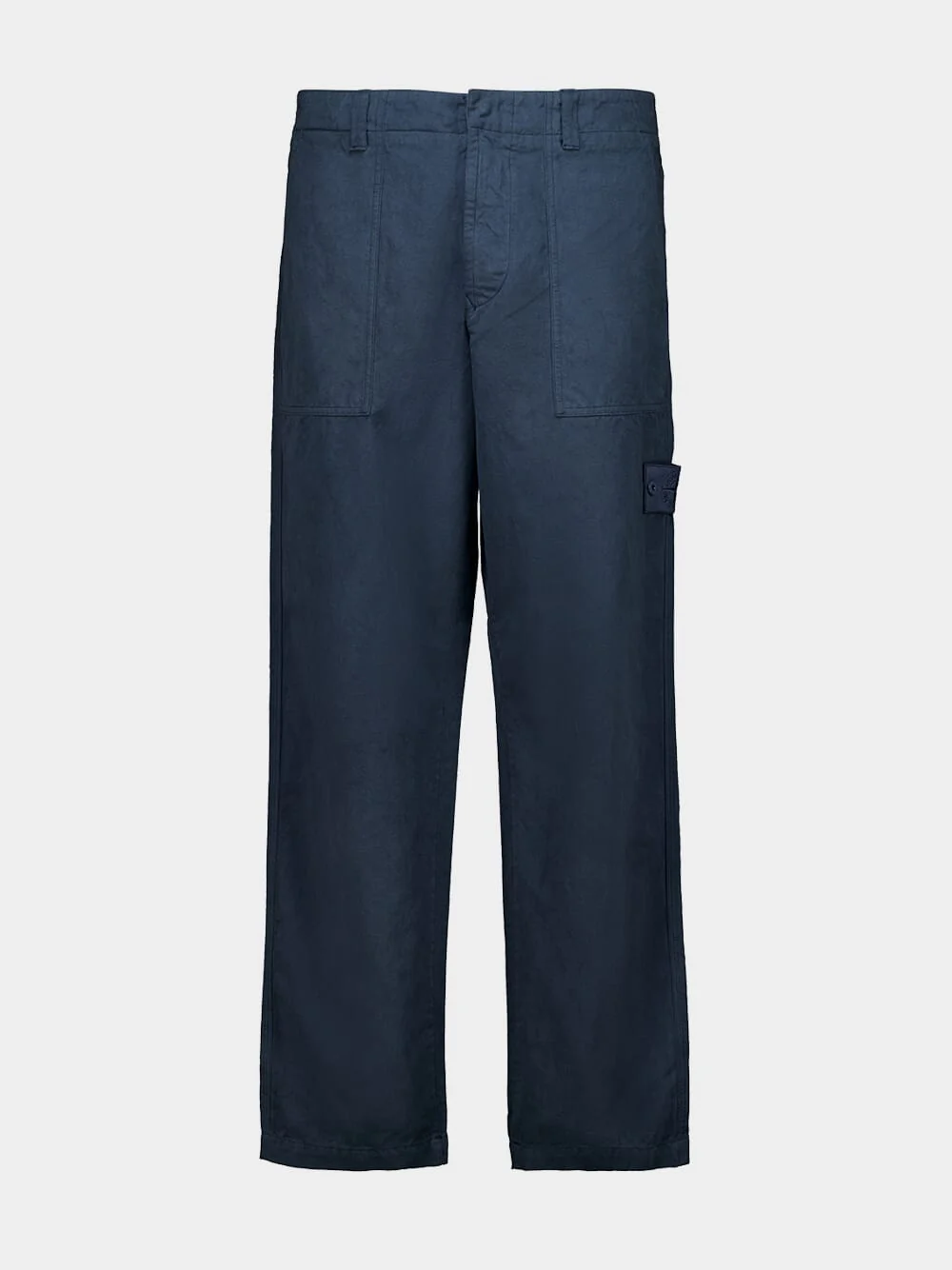 Slate Blue Cotton Linen Ghost Fatigue Trousers - Image 2