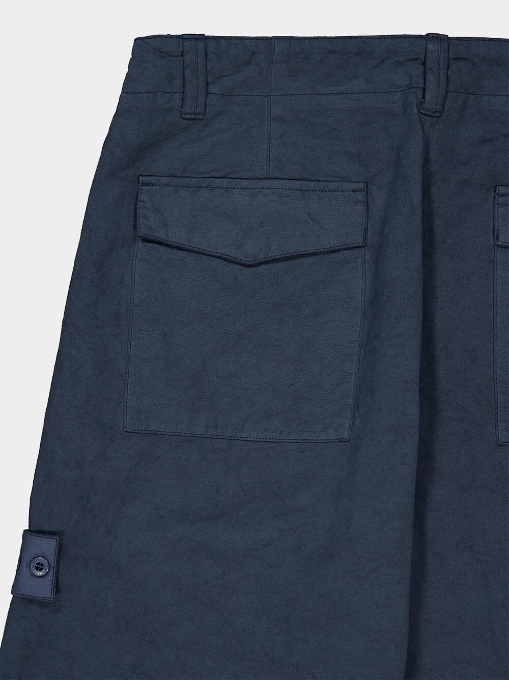 Slate Blue Cotton Linen Ghost Fatigue Trousers - Image 6