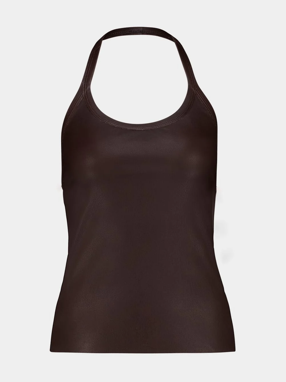 Chocolate Cherry Leather Halter Top