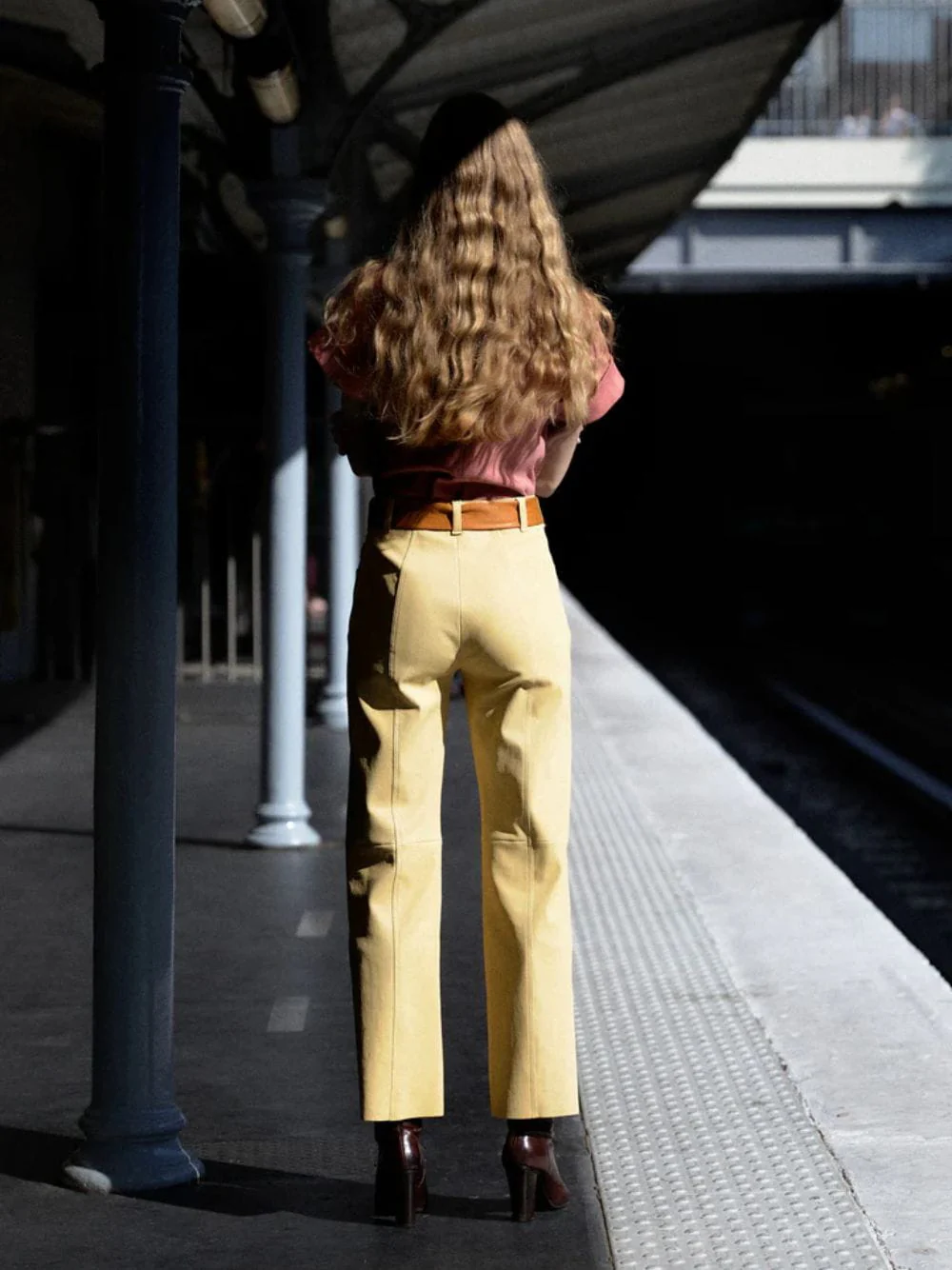 Yellow Butter Benny 25 Stretch Leather Trousers - Image 4