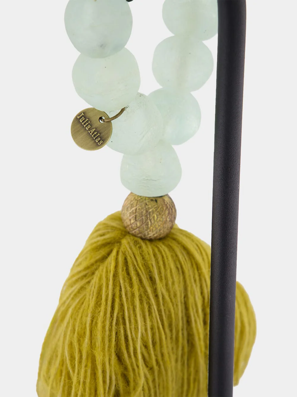 Ice White and Gold Prayer Bead Artwork - Image 3