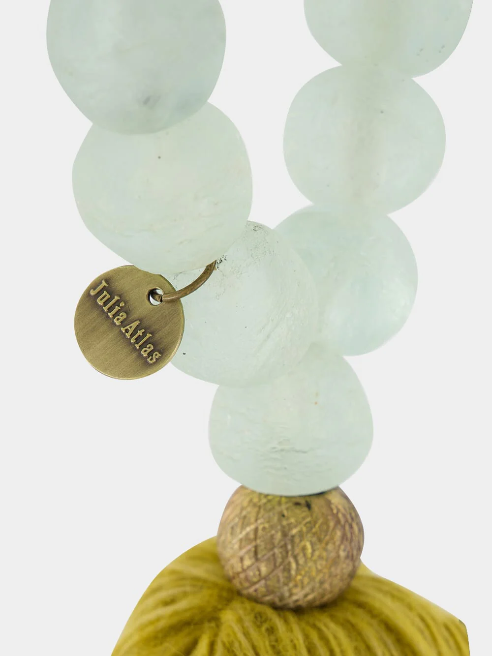 Ice White and Gold Prayer Bead Artwork - Image 4