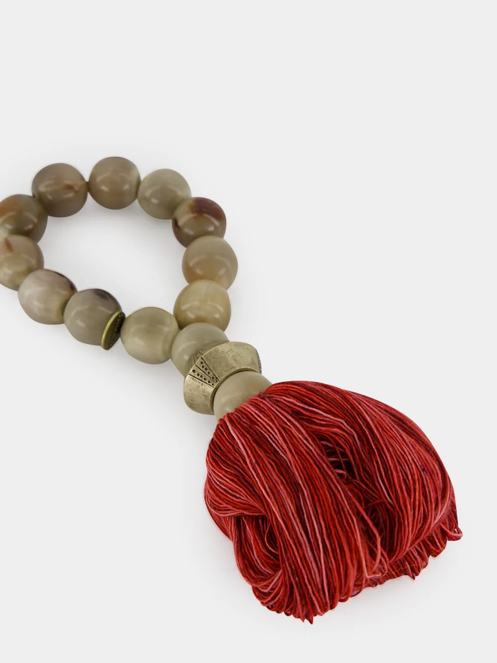 Light Grey Tassel Prayer Bead Artwork - Image 3