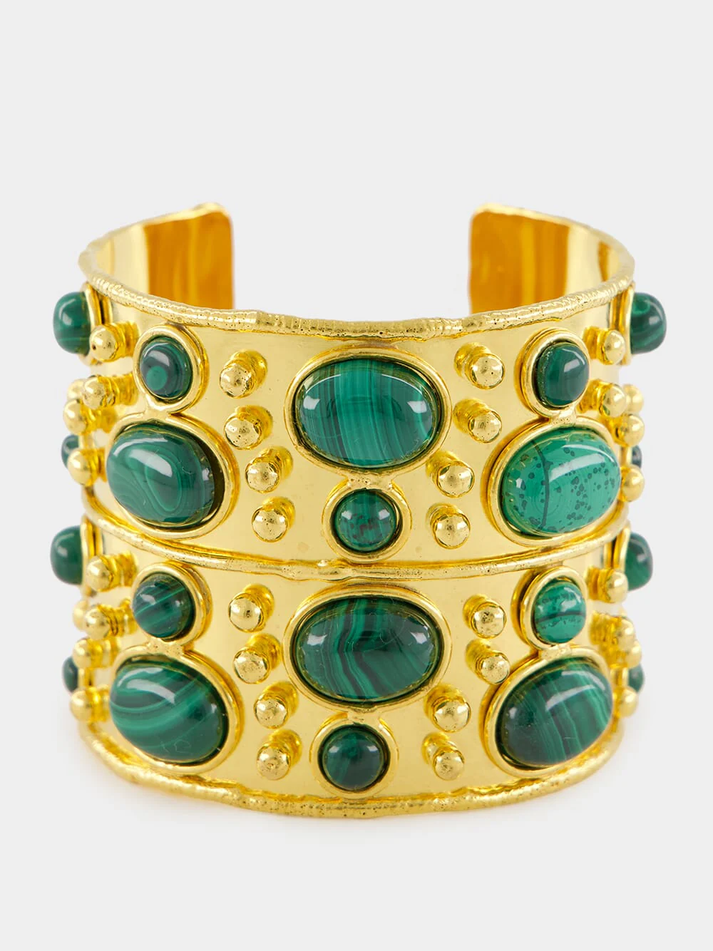 Cuff Byzance Golden brass and Malachite