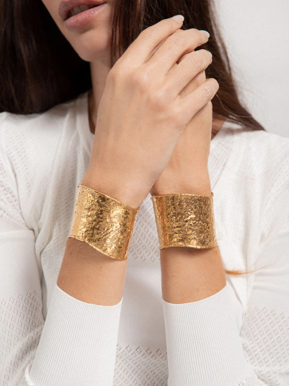 Gold Flow Textured Cuff Bracelet - Image 2