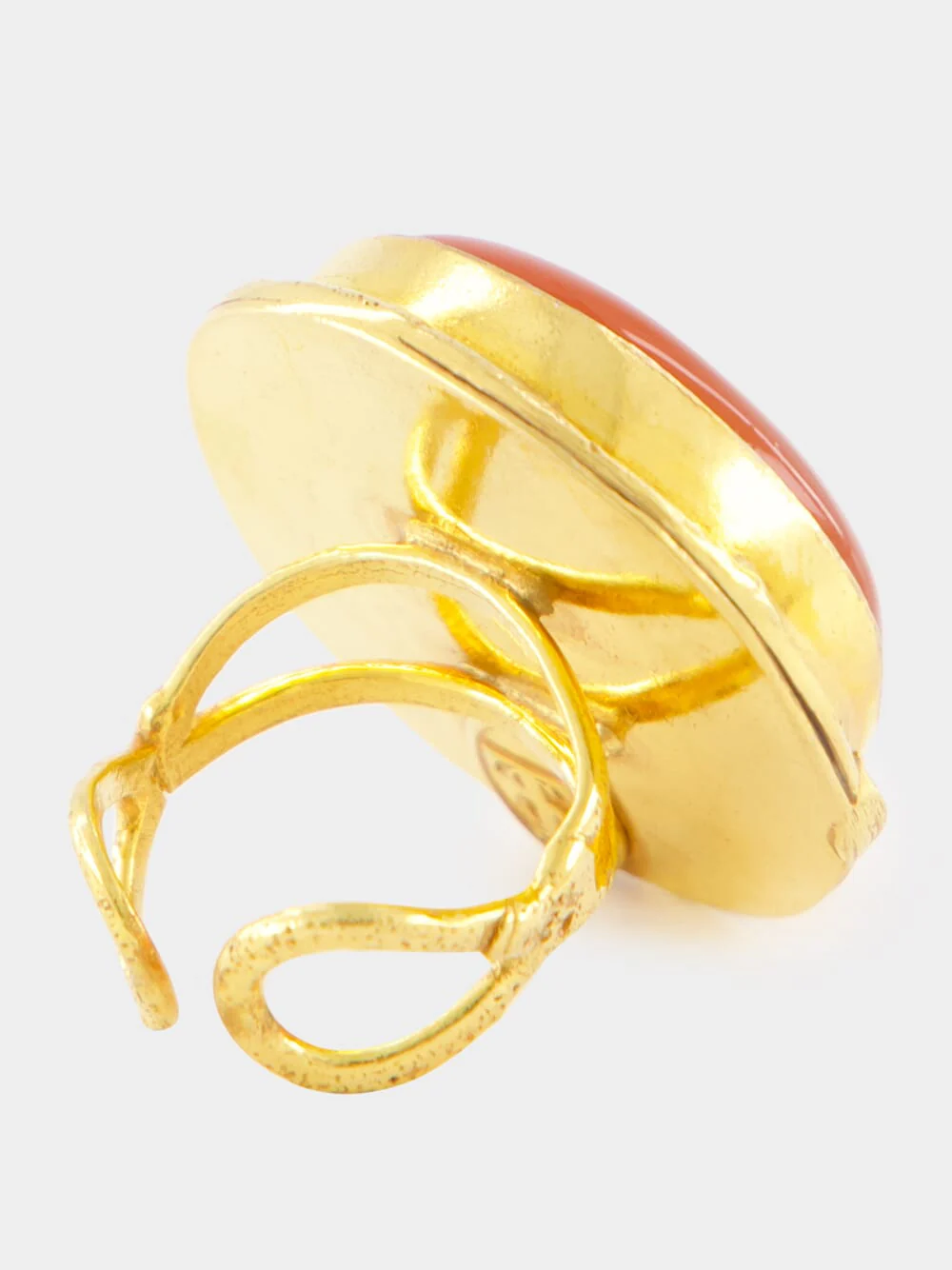 Gold Macaron Cornaline Ring - Image 3