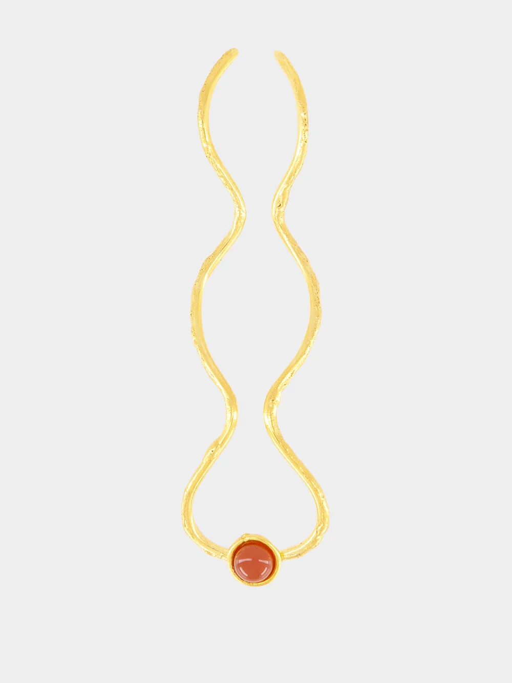 Gold Wave Cornaline Hair Pin