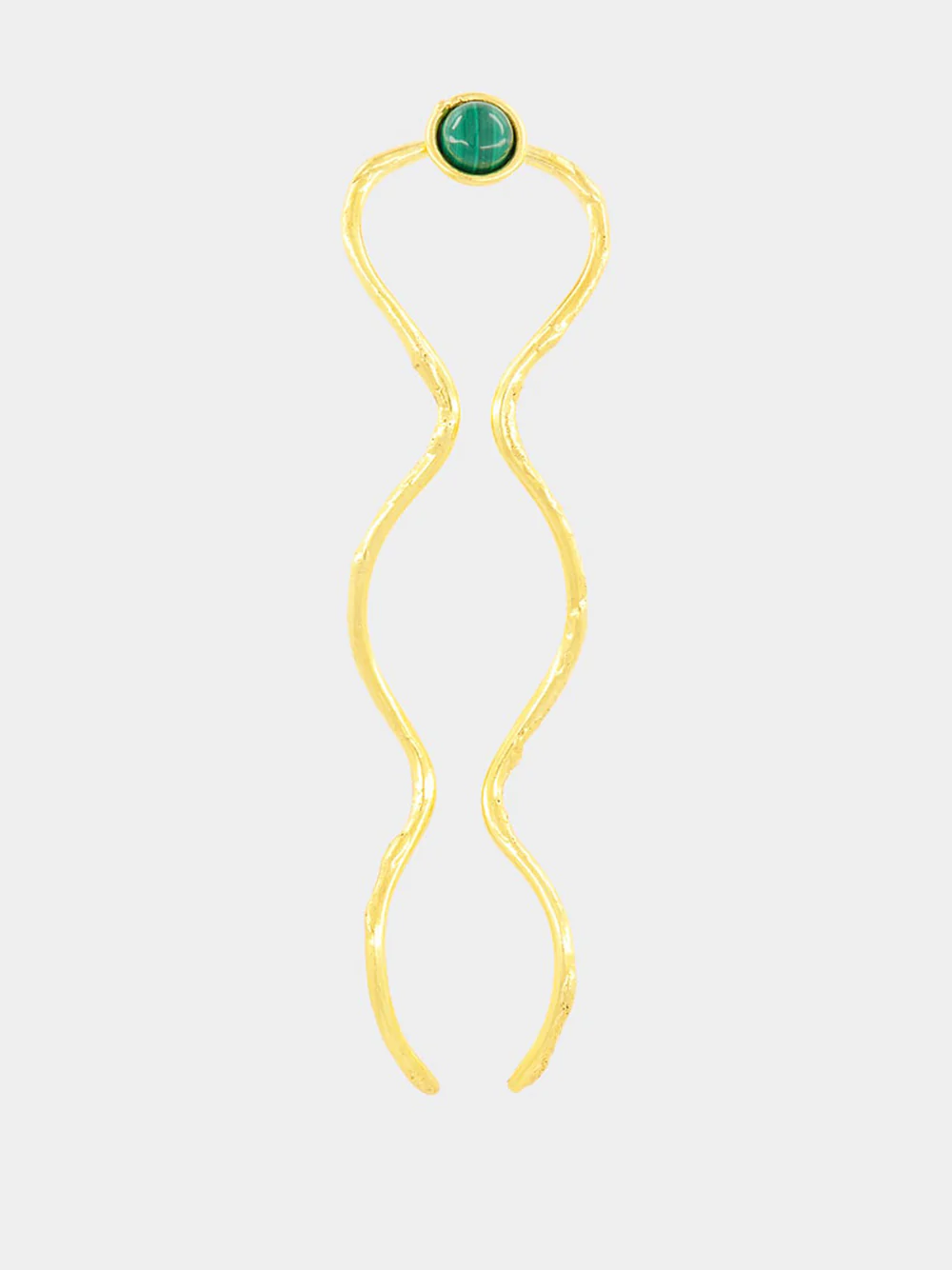 Gold Wave Malachite Hair Pin
