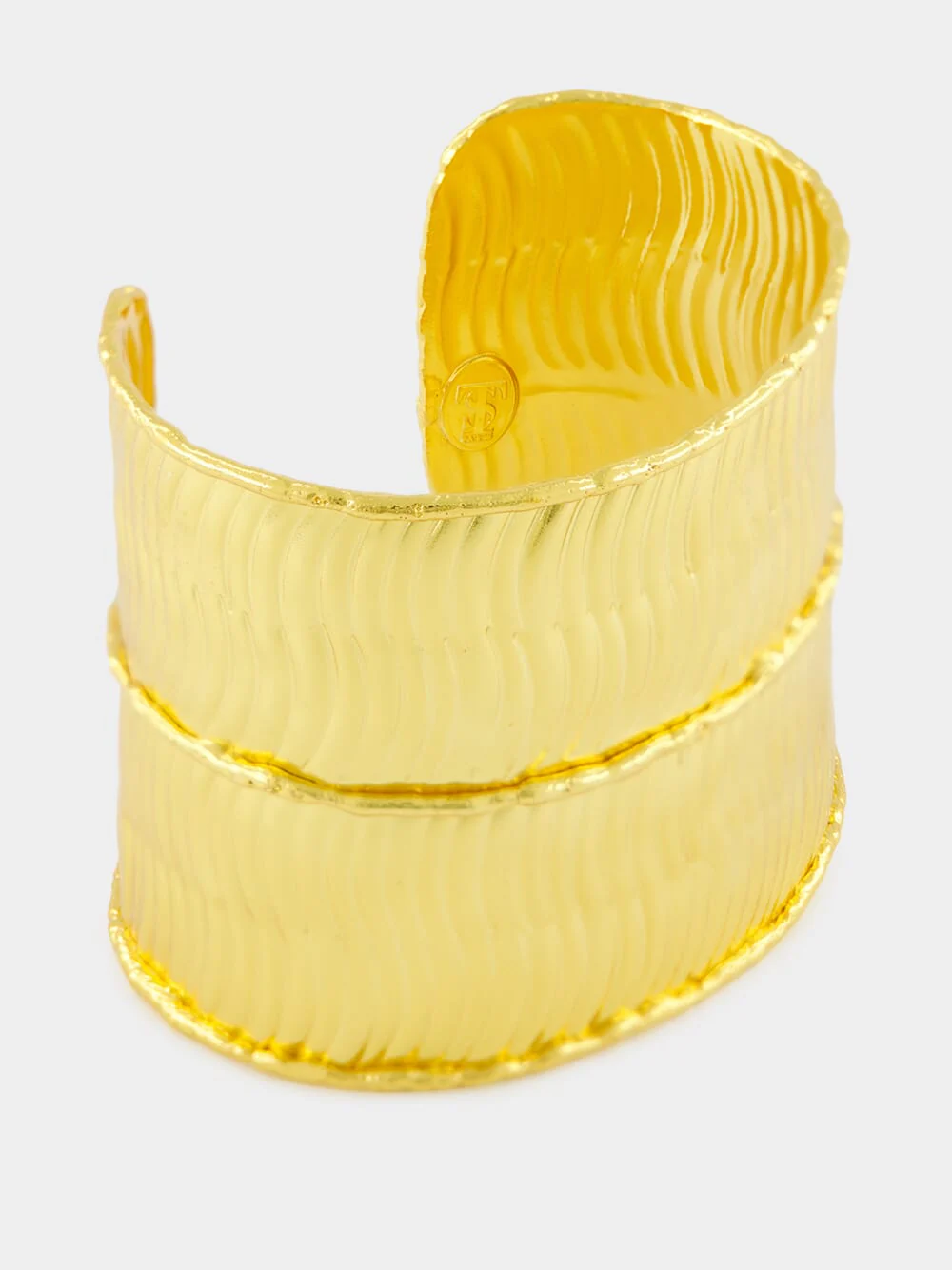 Bamboo Gold Textured Cuff Bracelet - Image 4