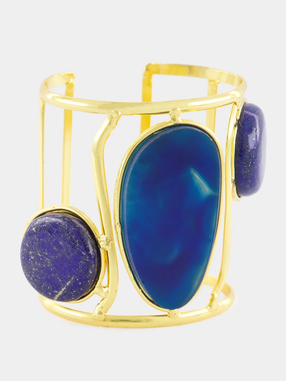 Dakota II Cuff Bracelet with Blue Agate and Lapiz Lazuli - Image 5
