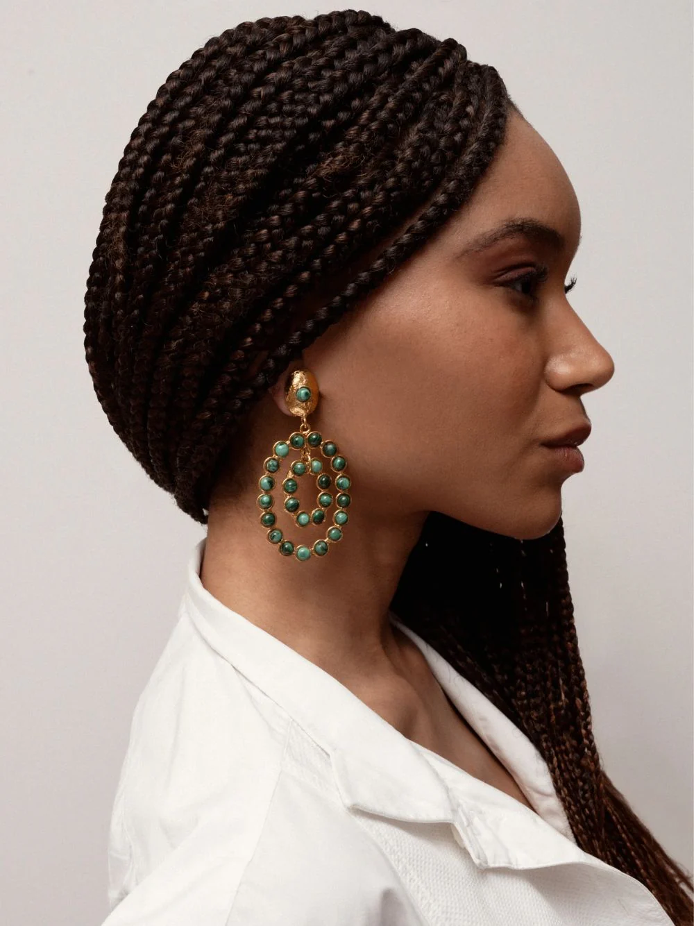 Gina Earrings in Gold and Malachite - Image 2