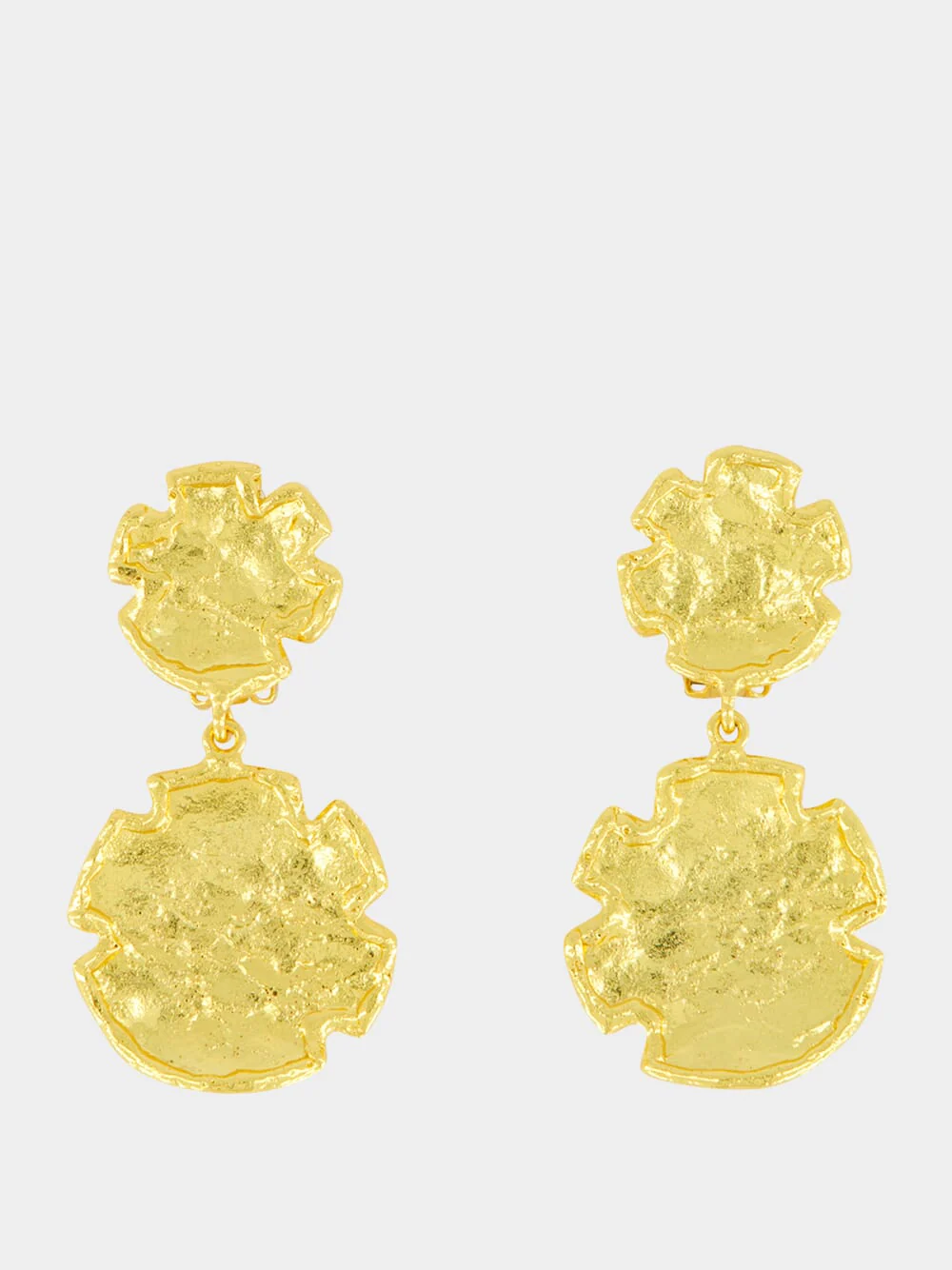 Gio Textured Drop Earrings in Golden Brass