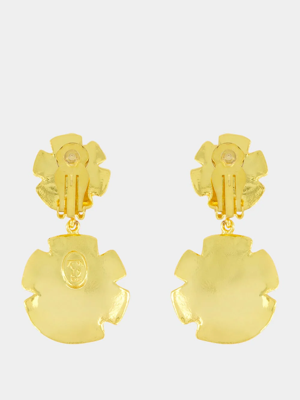 Gio Textured Drop Earrings in Golden Brass - Image 2