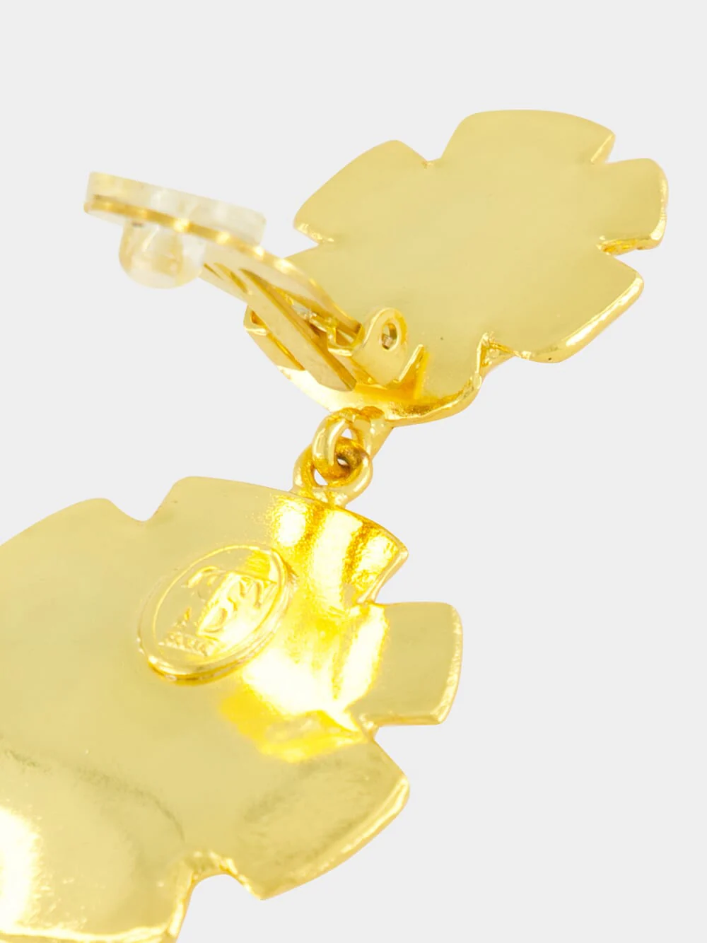 Gio Textured Drop Earrings in Golden Brass - Image 3
