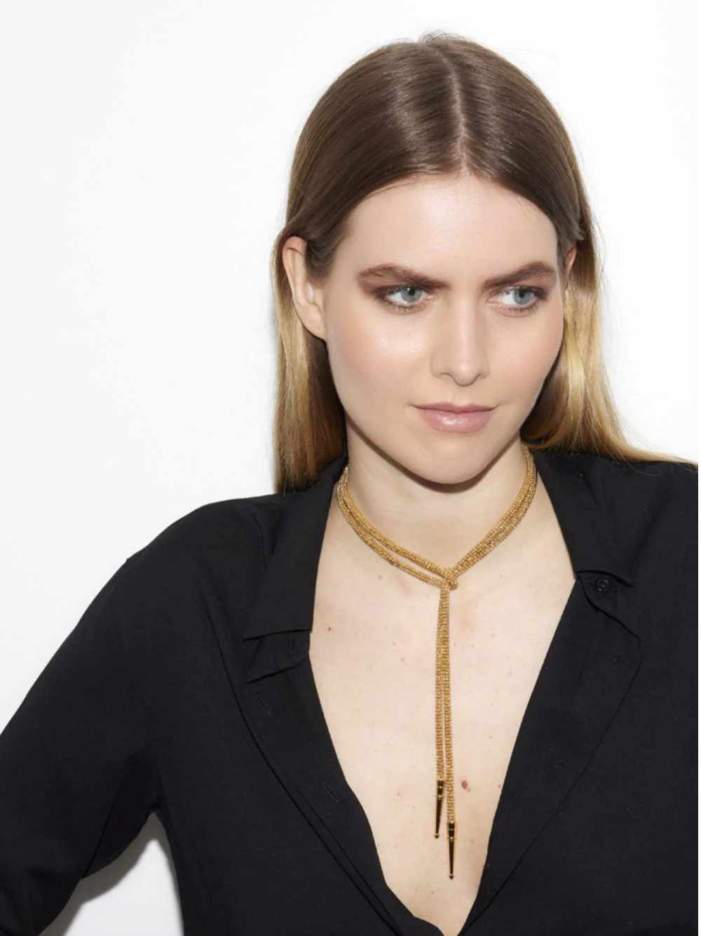 Gold Bolo Tie Pendant Necklace