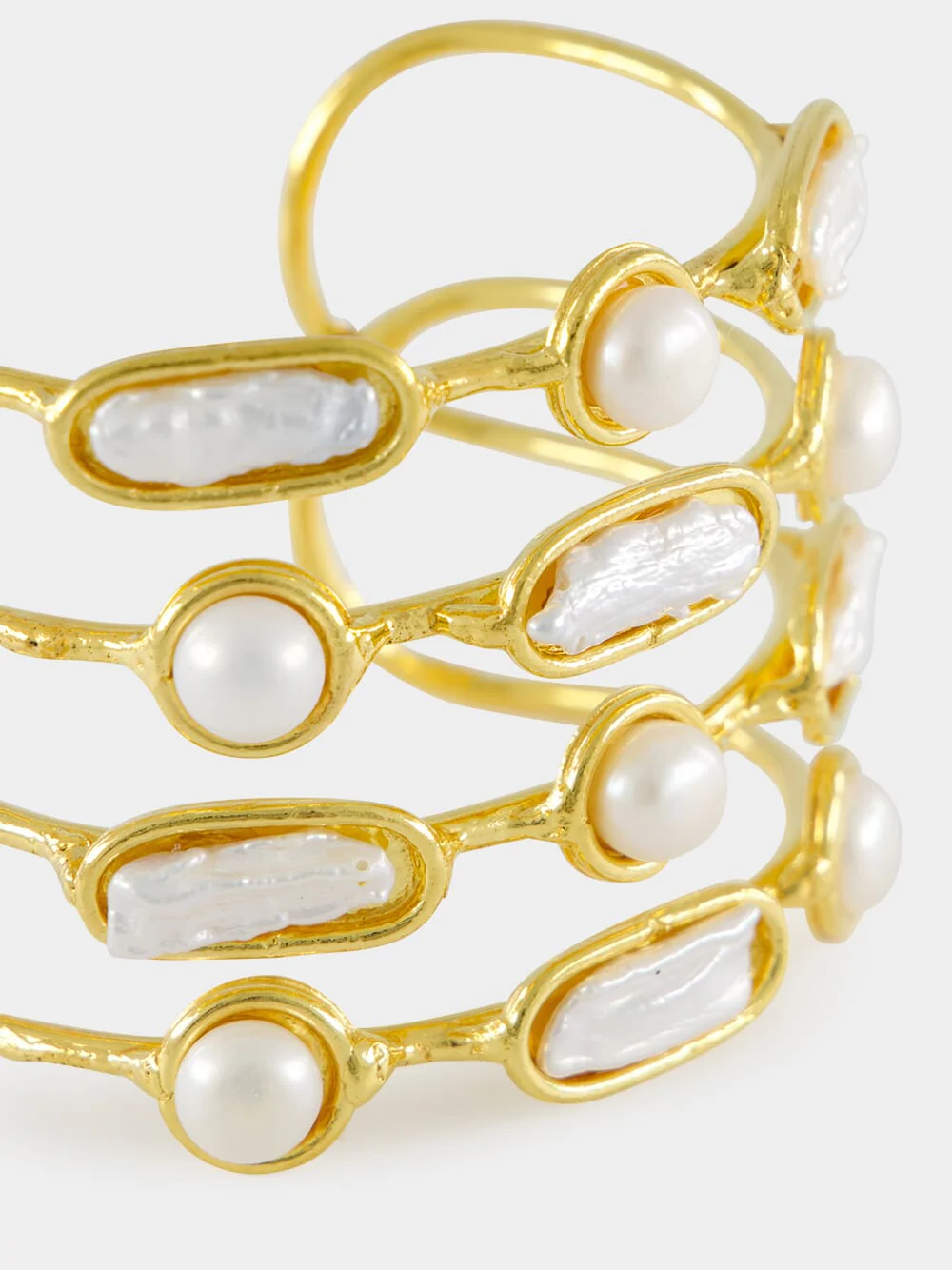 Gold Grace Cuff Bracelet with Pearls - Image 3