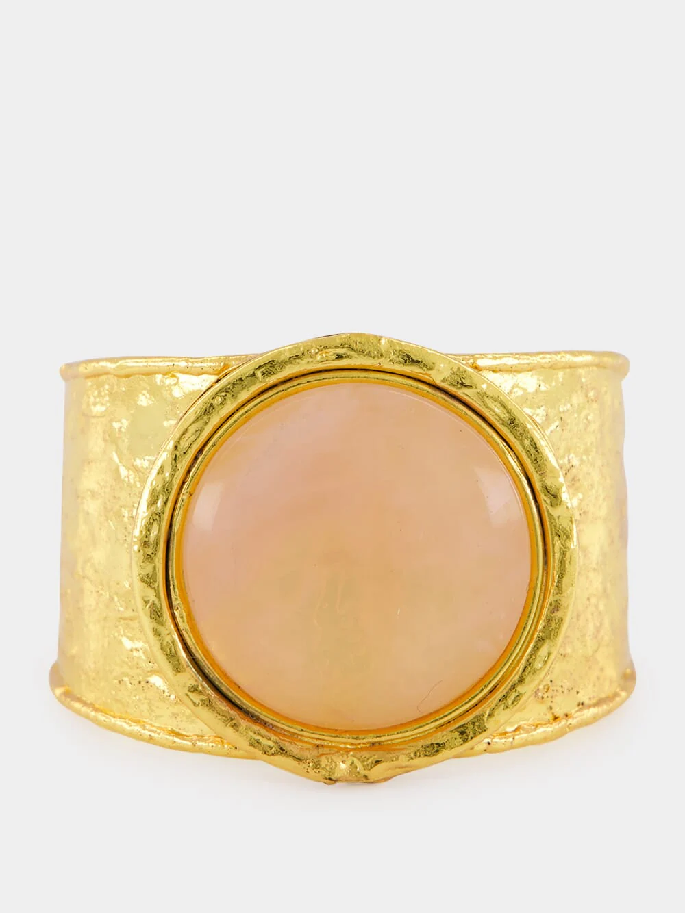 Gold Pink Quartz Statement Cuff