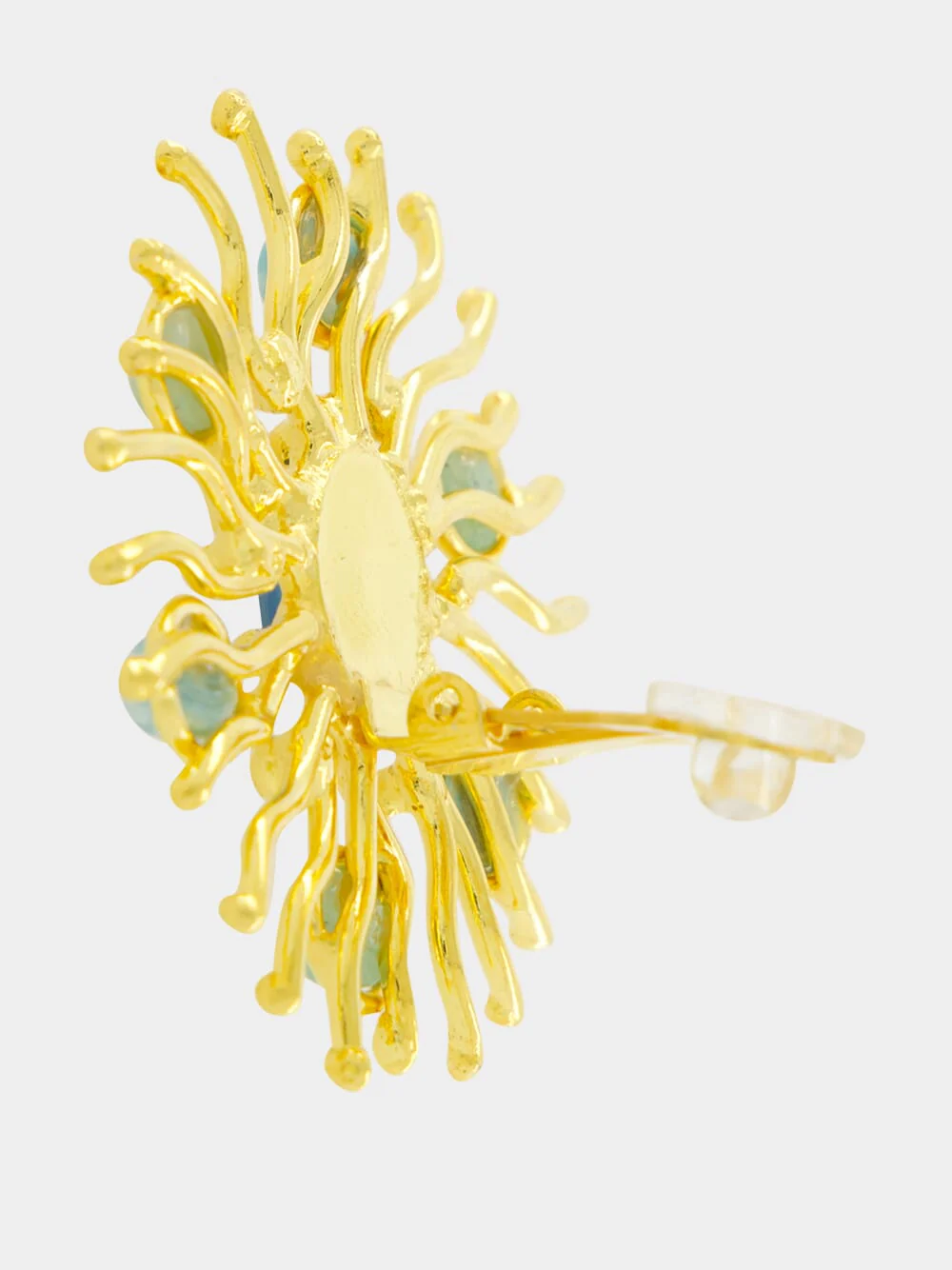 Gold Sunshine Earrings with Chalcedony and Larimar - Image 3