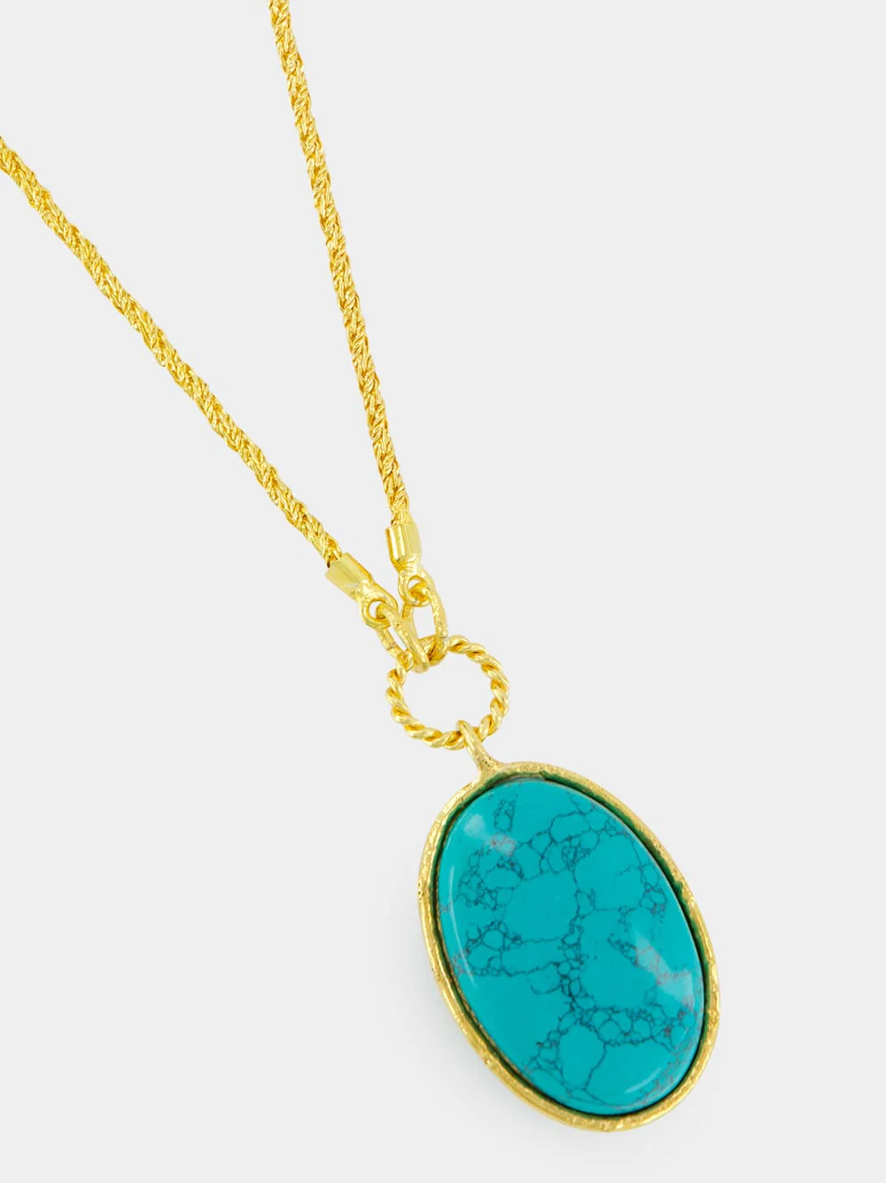 Gold Talisman Pendant Necklace with Turquoise - Image 2