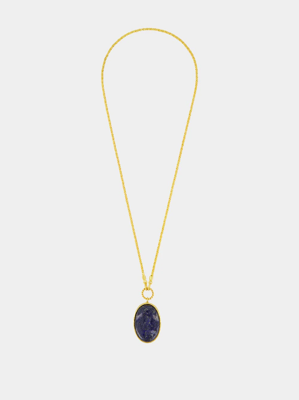 Gold Talisman Reversible Necklace with Lapis Lazuli and Tiger Eye - Image 2