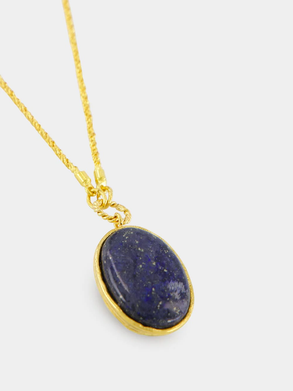 Gold Talisman Reversible Necklace with Lapis Lazuli and Tiger Eye - Image 3