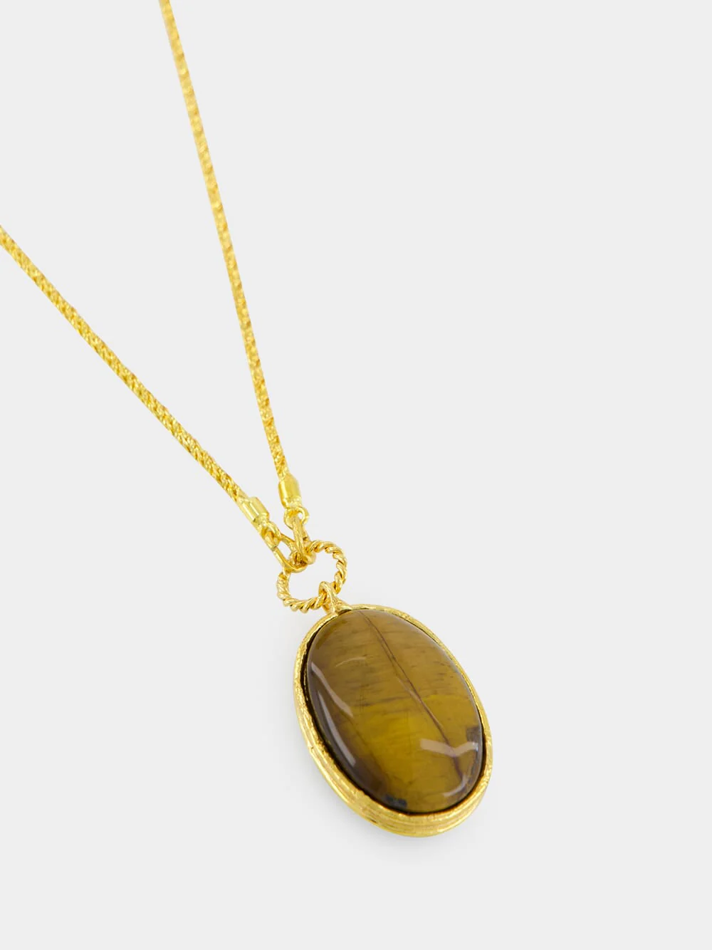 Gold Talisman Reversible Necklace with Lapis Lazuli and Tiger Eye - Image 4