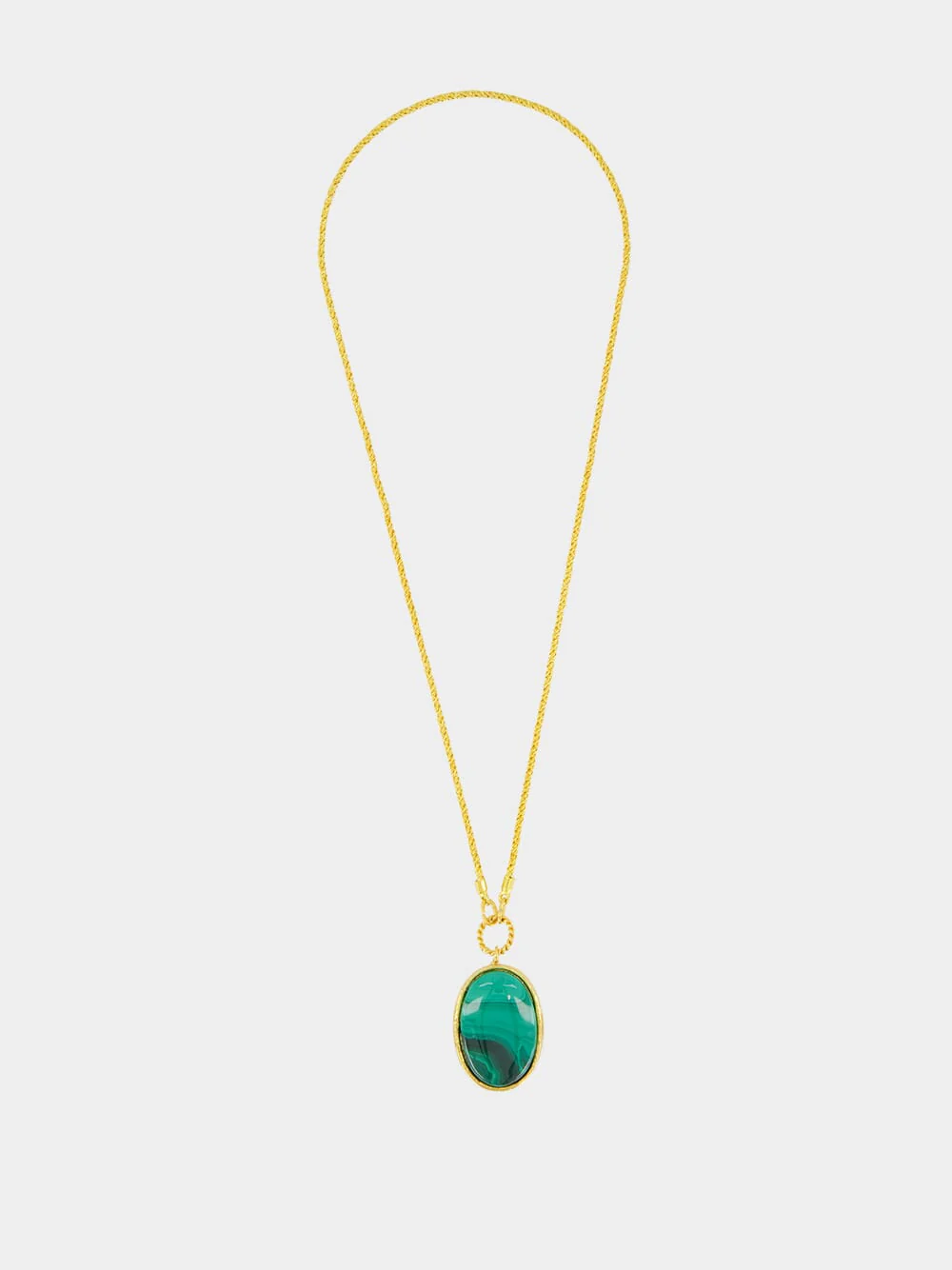 Gold Talisman Reversible Necklace with Malachite and Tiger Eye