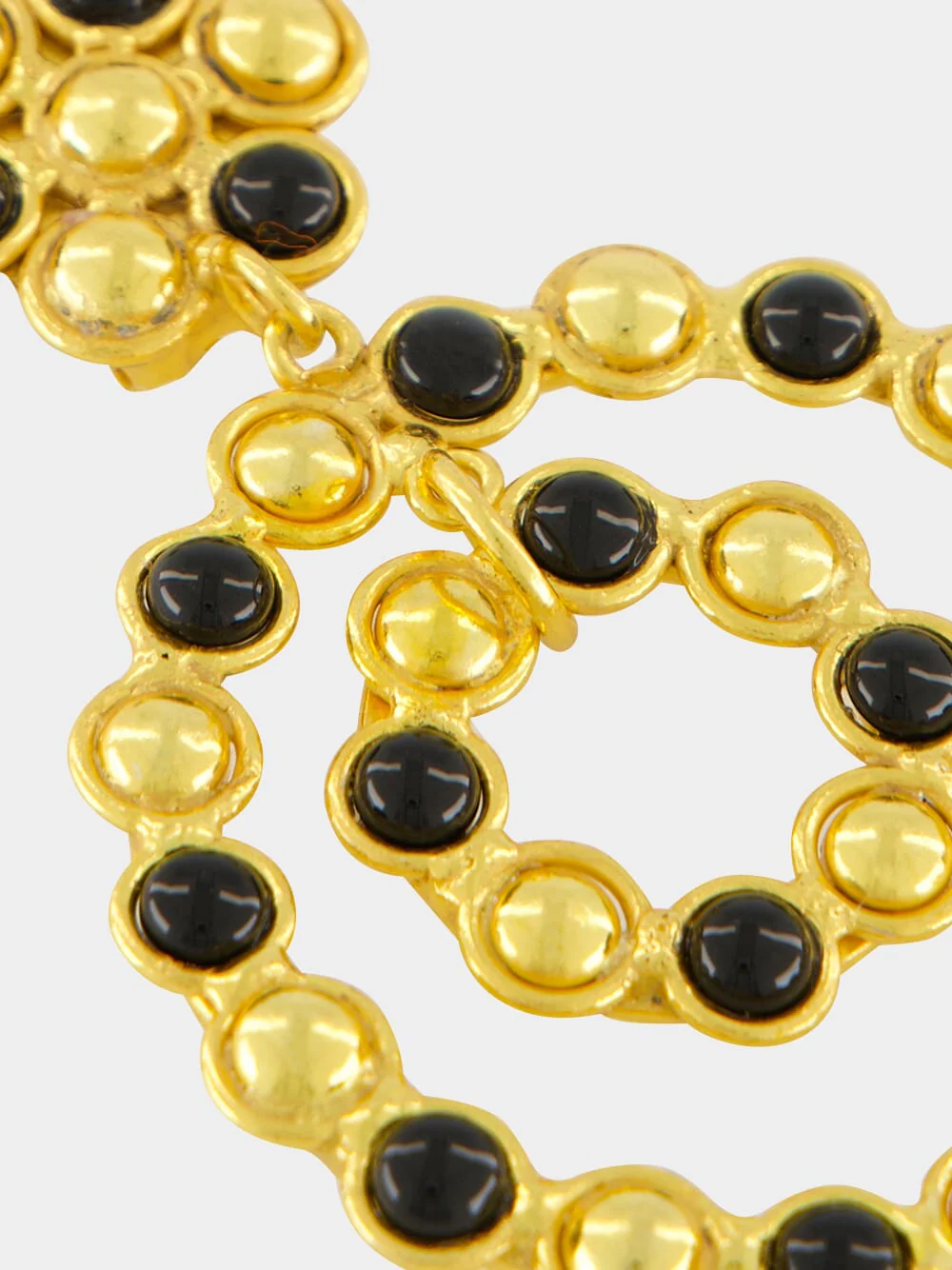 Happy Flower Gold Earrings with Black Onyx - Image 5
