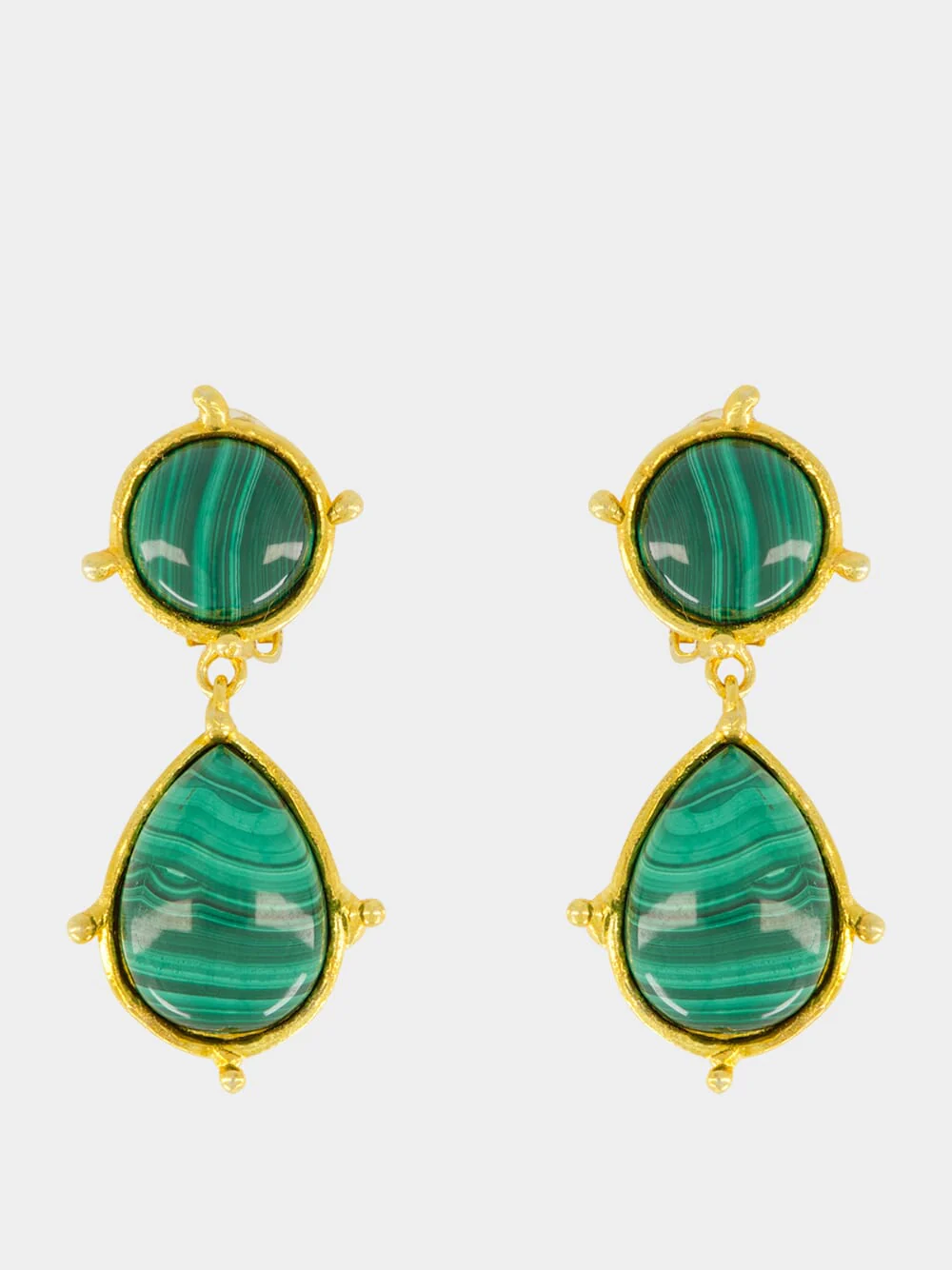 Malachite Two-Stone Drop Earrings