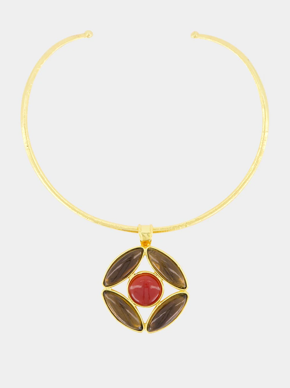 Marquise Pendant Necklace with Smoky Quartz and Cornaline - Image 2