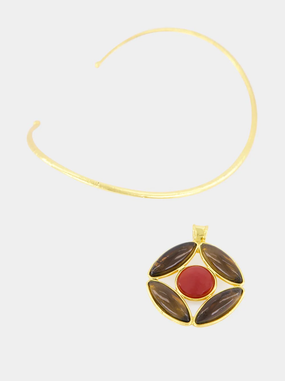 Marquise Pendant Necklace with Smoky Quartz and Cornaline - Image 4
