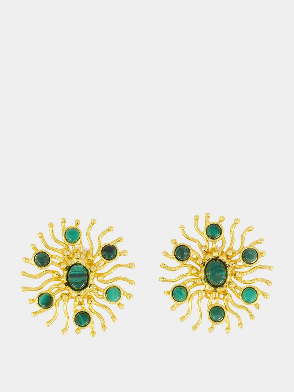 Sunshine Malachite Clip Earrings