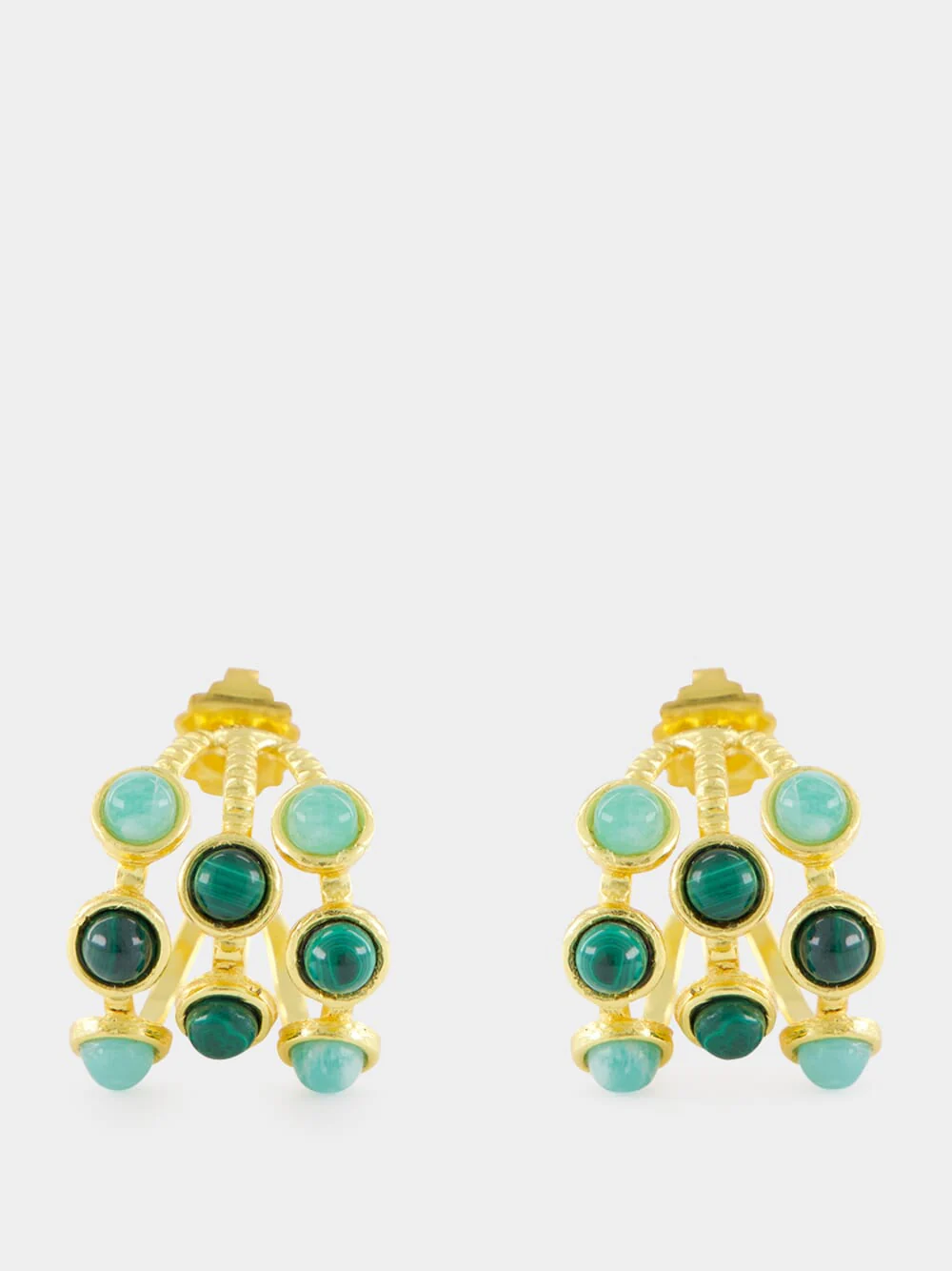 Thalita Gold Hoop Earrings with Green Stones