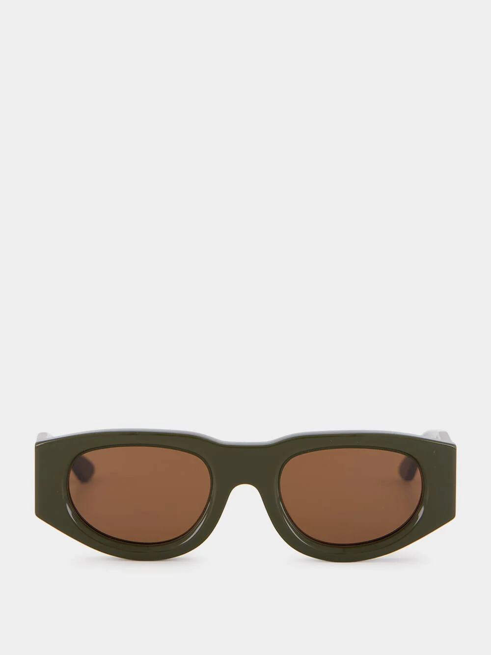 Dopamy Olive Green Oval-Rectangular Sunglasses