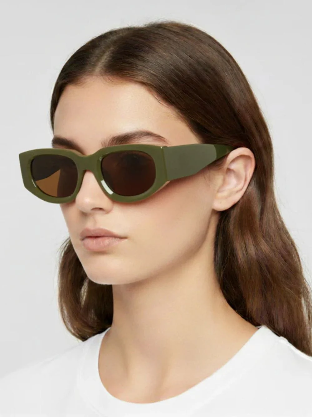 Dopamy Olive Green Oval-Rectangular Sunglasses - Image 2