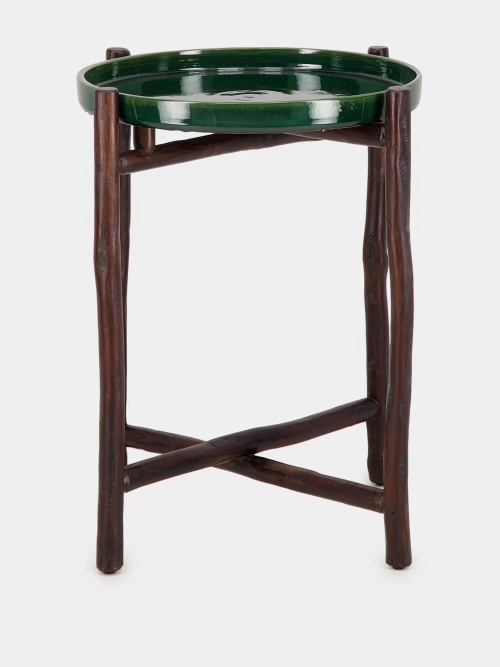 Dark Green Mida High Brown Wood Table
