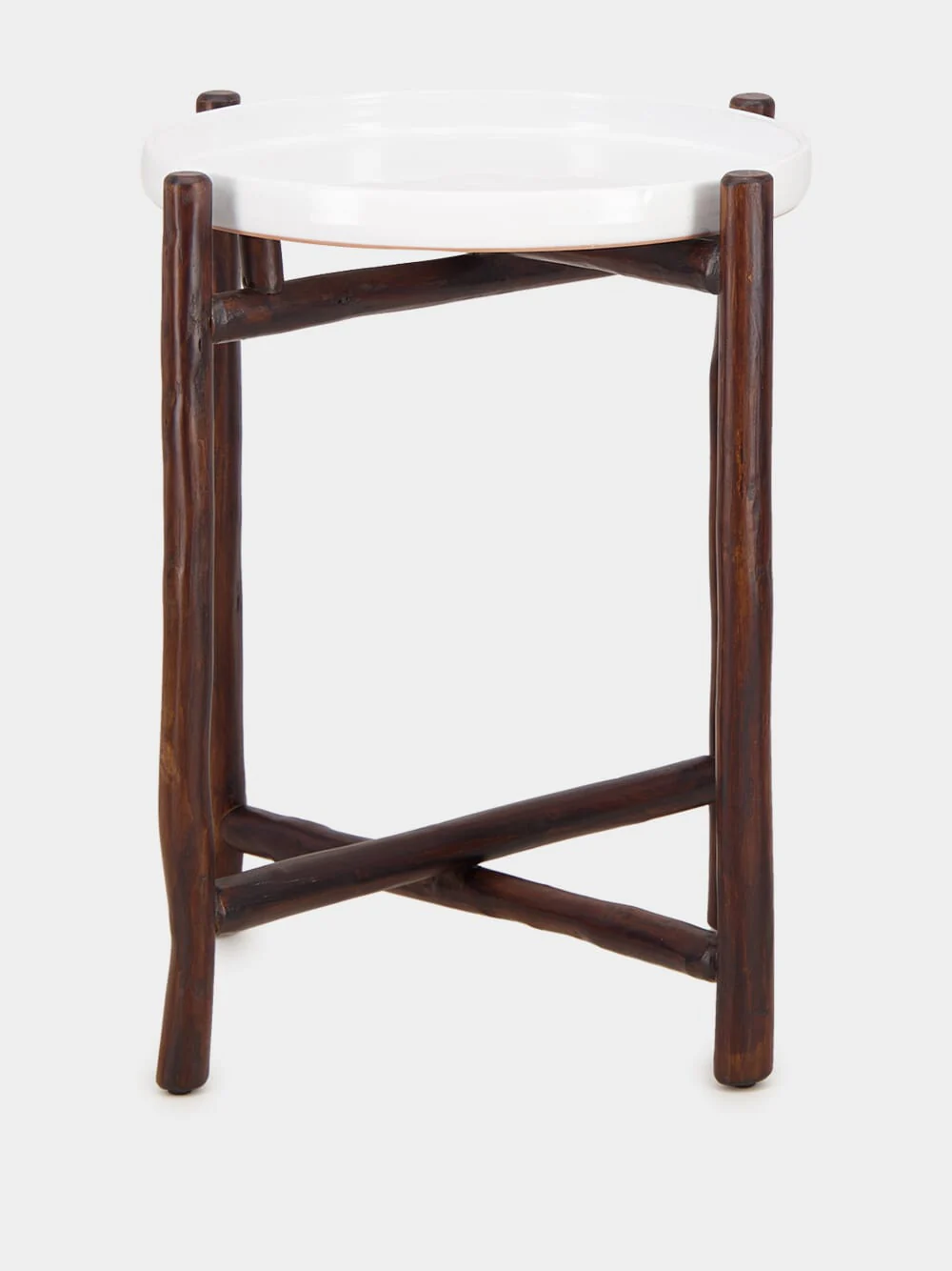 White Mida High Brown Wood Table