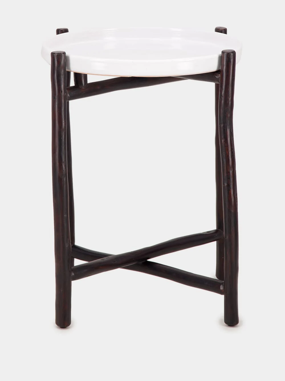 White Mida High Dark Brown Wood Table