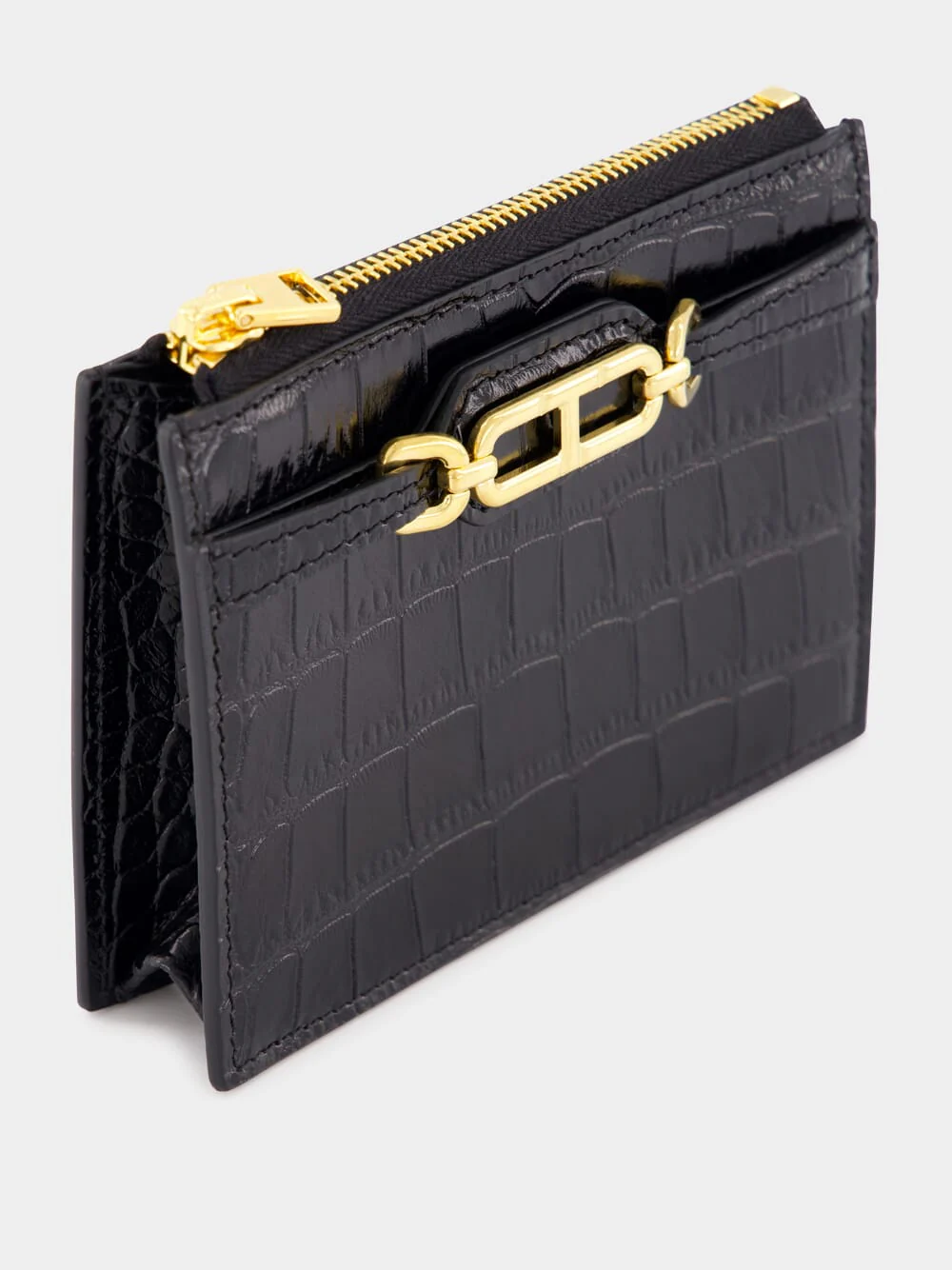 Black Crocodile Leather Card Holder - Image 3