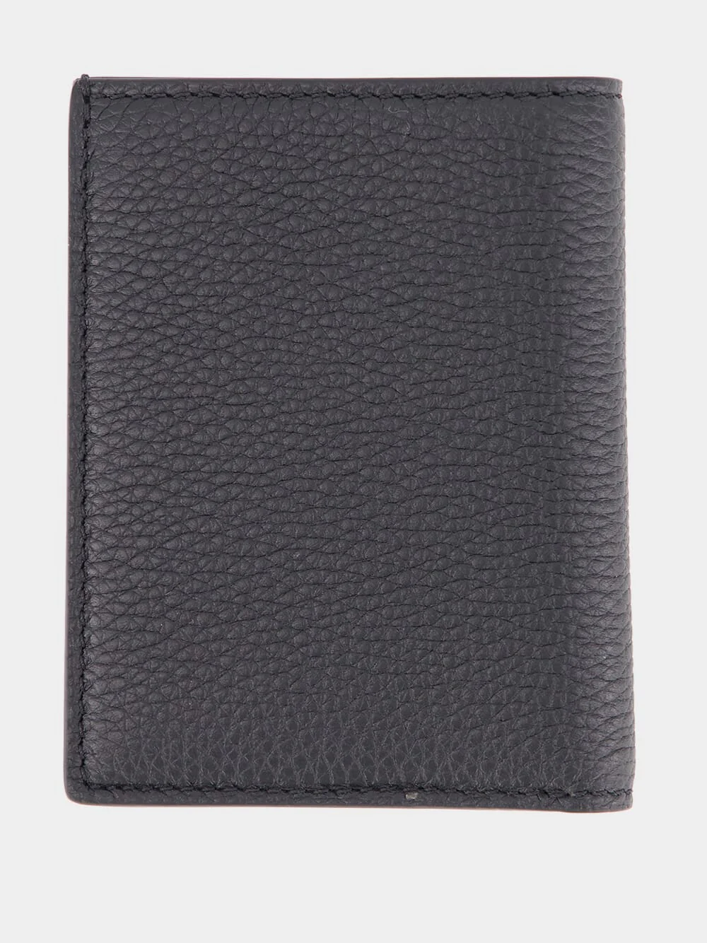 Black Grain Leather Folding Cardholder - Image 2